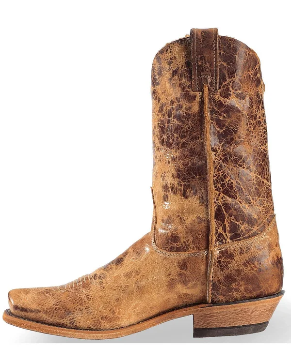 Justin Men's Cracked Bent Rail Tan Road Western Boots