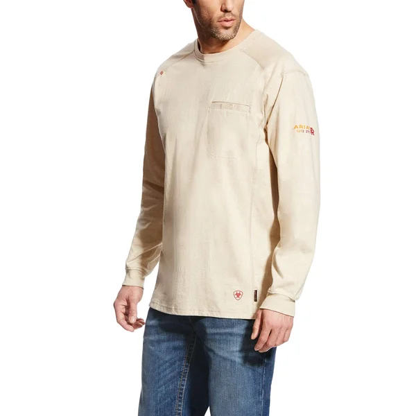 Ariat Men's FR Air Crew Sand Heather Long Sleeve T-Shirt 10022328