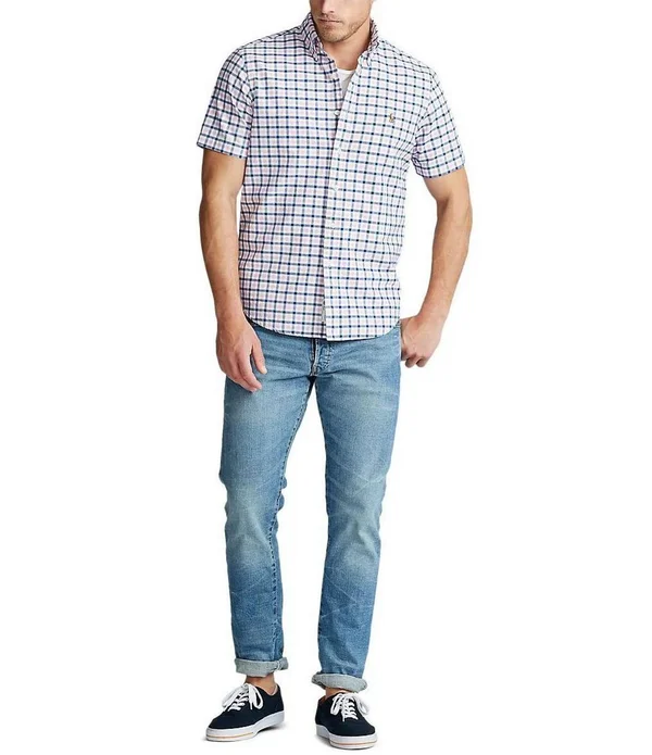 Polo Ralph Lauren Men's Big & Tall Oxford Shirt - Pink/Navy Multi