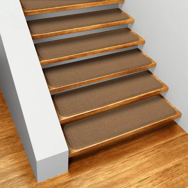 Set of 15 Skid-Resistant Carpet Stair Treads - Toffee Brown - 8 in. x 30 in.