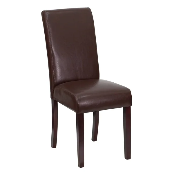 Porch & den Stonehurst Ashton Leather and Mahogany Parsons Dining Chair (Brown)