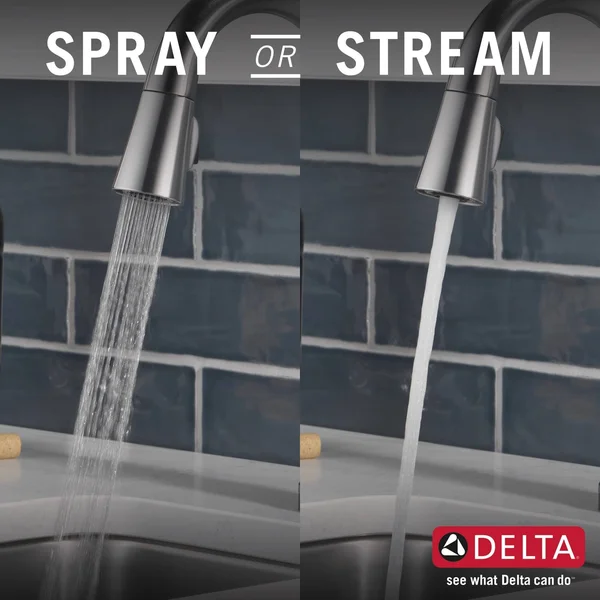 Delta Faucets 9982-AR-PR-DST Emmeline Single Handle Pull Down Bar/Prep Faucet in Lumicoat Arctic Stainless