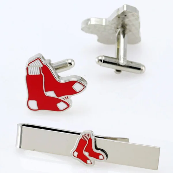 MLB Boston Red Sox Cufflinks & Tie Bar Gift Set with Gift Box - Men's