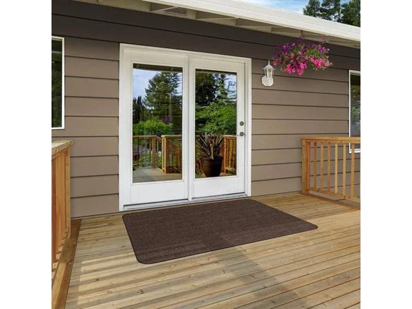 House - Home and More Indoor/Outdoor Double-Ribbed Carpet Area Rug with Skid-Resistant Rubber Backing - Bittersweet Brown - 3' x