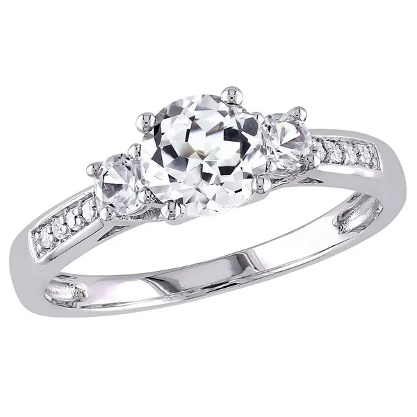 Stella Grace 10K White Gold Lab-Created White Sapphire and Diamond Accent 3-Stone Engagement Ring, Women's, Size: 8