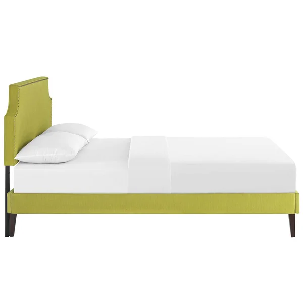 Modway Laura Queen Fabric Platform Bed with Squared Tapered Legs - Azure