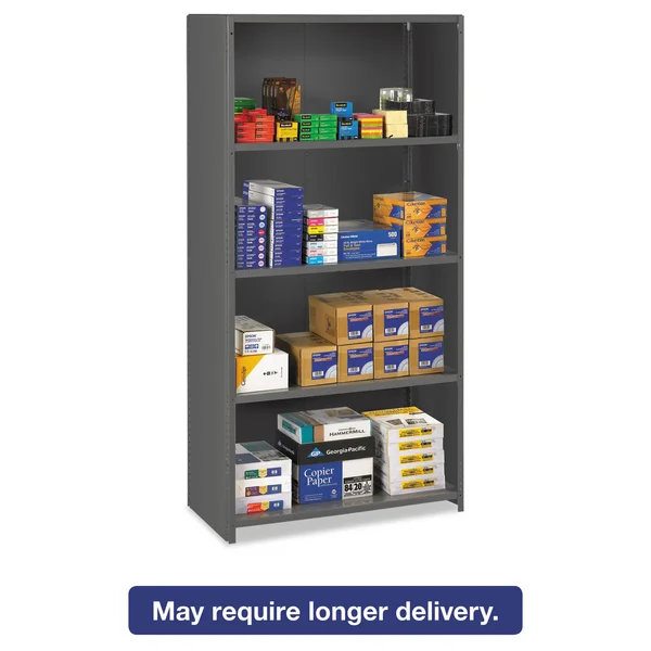 Tennsco Closed Commercial Steel Shelving Five-Shelf 36W x 18d x 75H Medium Gray