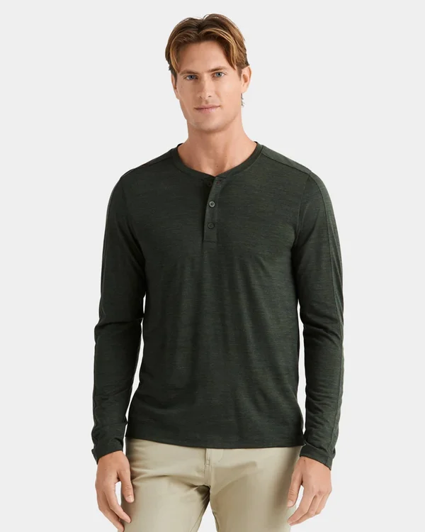 Men's Rhone Trek Wool Blend Henley - Size Small - Green