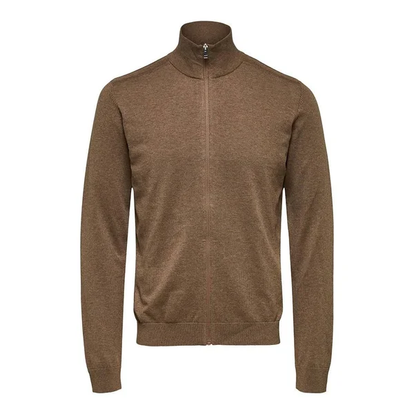 Selected Homme Pima Cotton Full Zip Cardigan - Neutral
