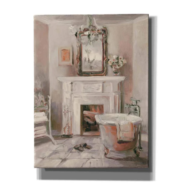 Epic Graffiti French Bath IV Gray and Blush by Marilyn Hageman - Giclee Canvas Wall Art, 12x22X16x22 16x22 x 18x22