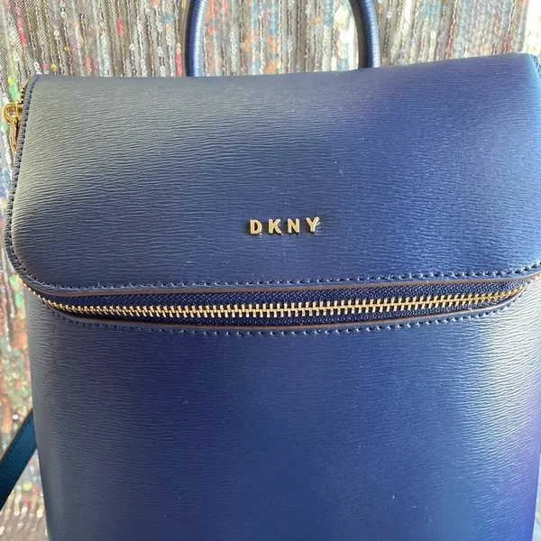 Dkny Bryant Leather Top Zip Backpack - Indigo