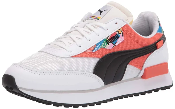 Puma Future Rider Intl Game Sneakers Jr - White/Tigerlily, 6