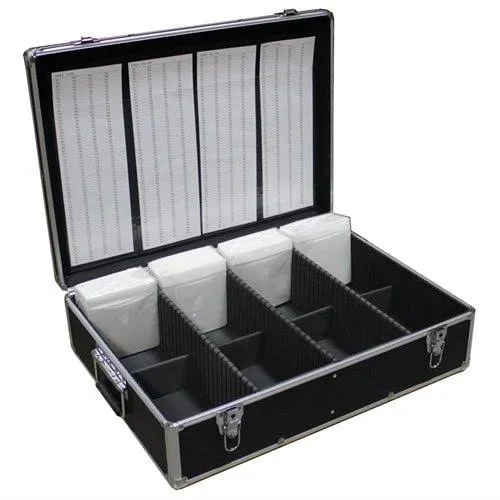 1000 CD DVD Black Aluminum Media Storage Case Mess-Free Holder Box with Sleeves
