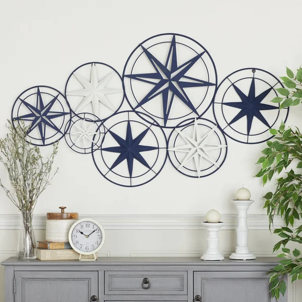 Blue Iron Contemporary Wall Decor - 48 x 1 x 26