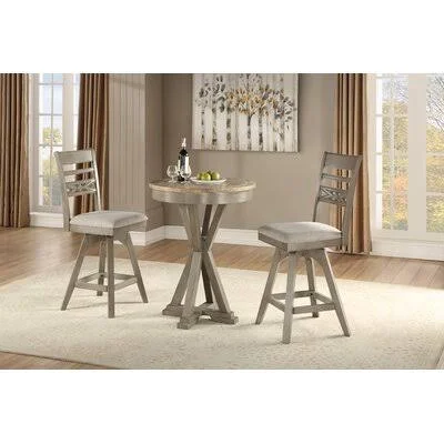 Blissfield 3 Piece Solid Wood Dining Set Three Posts Seat Height: Bar Stool (30” Seat Height), Size: 36x22 H x 30x22 L x 30x22 W