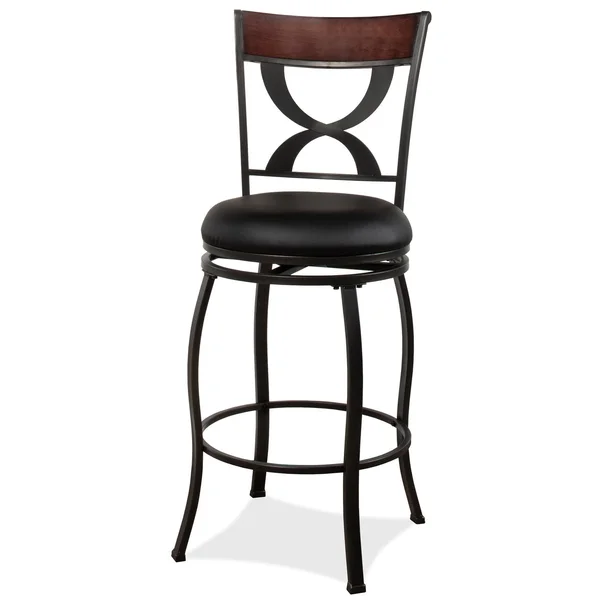 Copper Grove Essonnes Pewter/Black Metal/or Vinyl Swivel Counter-Height Stool - Single - Counter Height