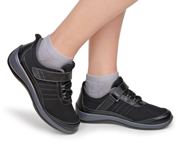 Women's OrthoFeet Breeze Sneaker Black Synthetic 6.5 XW