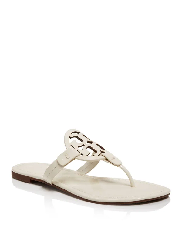 Tory Burch Women's Miller Thong Sandals - Malta Gray Patent Leather