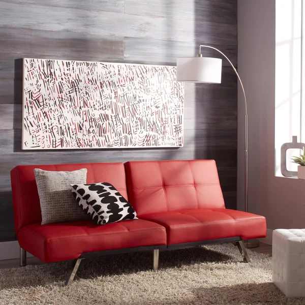 Abbyson Aspen Bonded Leather Foldable Futon Sleeper Sofa - Red