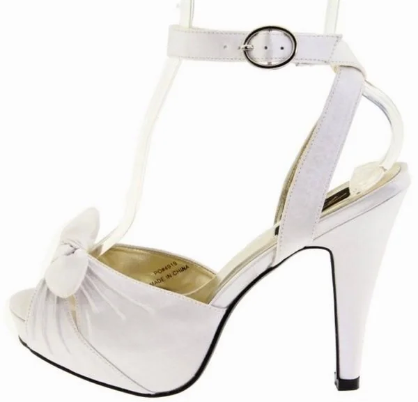Pin Up Couture BETTIE-04 - 4 1/2 inch Retro Satin Sandal - Ivory 9