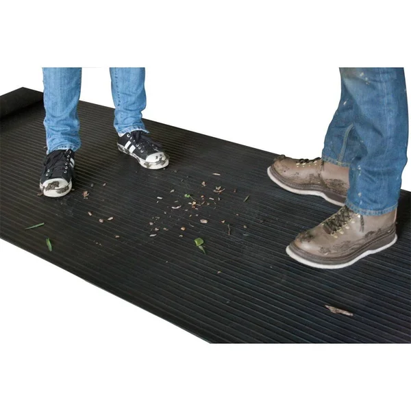 Rubber-Cal Wide Rib Rubber Floor Mat - Black, 1/8x22 x 48x22 x 180x22