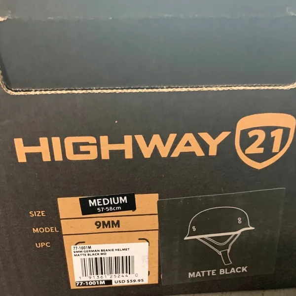 Highway 21 77-1001M 9mm Helmet German Beanie Matte Black Size Medium