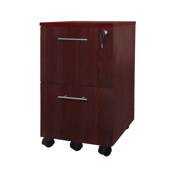 Mayline Office Furniture 2-Drawer Mobile Pedestal - Mahogany