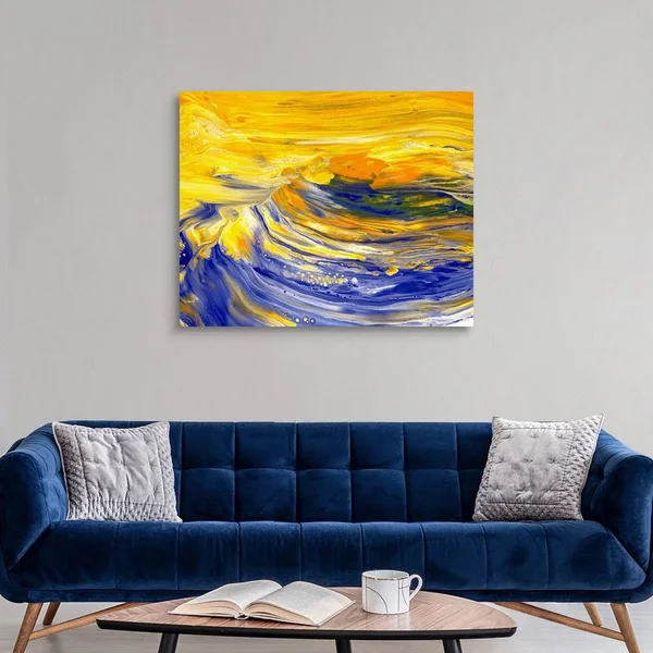 Oil Painting in Yellow and Blue Colors - Front View, Canvas Wall Art, 45x36, Great Big Canvas