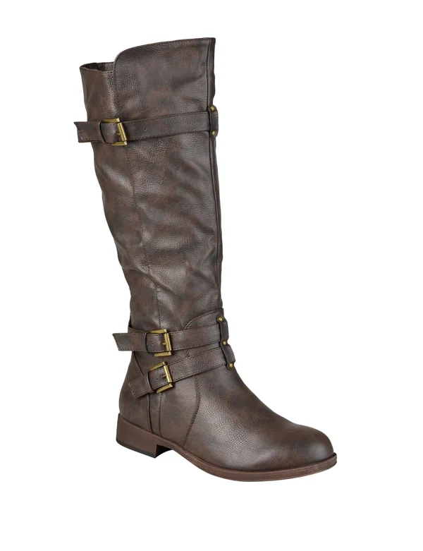 Journee Collection Women's Wide Calf Bite Boot - Brown