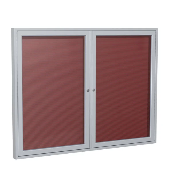 Ghent PA23660B-BG 36 in. x 60 in. 2-Door Satin Aluminum Frame Enclosed Letterboard - Burgundy