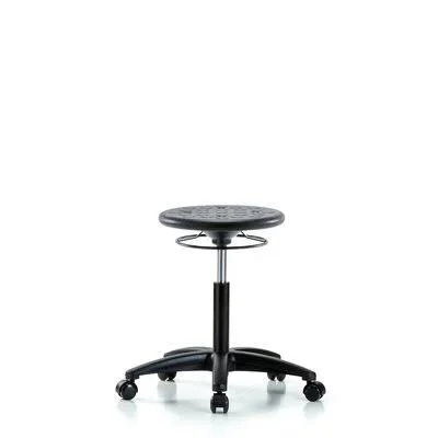 Height Adjustable Lab Stool Inbox Zero Seat Color: Black, Foot Type: Casters, Frame Finish: Black