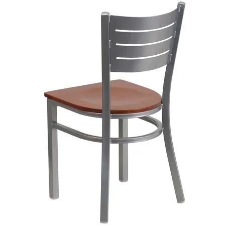 Flash Furniture 2-Xu-Dg-60401-Chyw-Gg Silver Slat Chair-Chy Seat - pk2