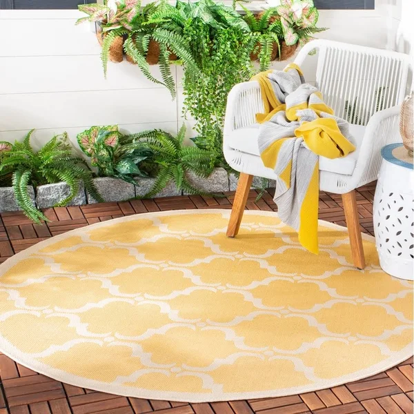 Safavieh Courtyard Brown/Aqua 8 ft. x 10 ft. Border Trellis Indoor/Outdoor Area Rug