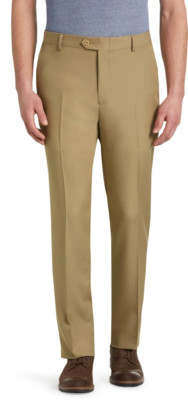 Jos. A. Bank Men's Traveler Performance Tailored Fit Flat Front Pants, British Tan, 40x29