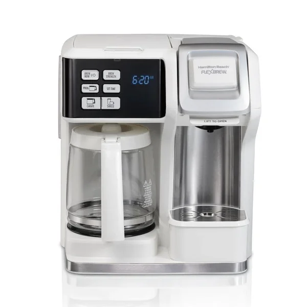 Hamilton Beach FlexBrew 2-Way 12-Cup White Drip Coffee Maker with Built-in Timer