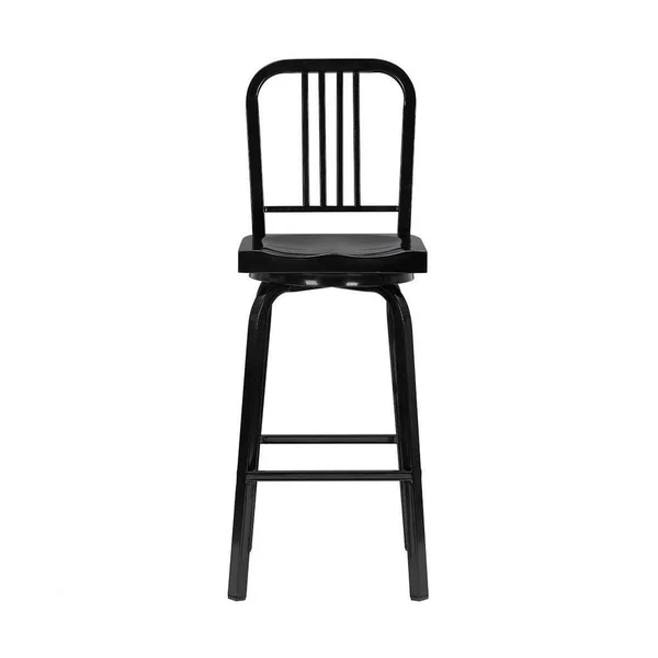 StyleWell Kipling Black Metal Swivel Bar Stool with Back (17.52 in. W x 45.67 in. H)