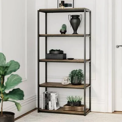 Dark Rustic Oak Bookcase 17 Stories
