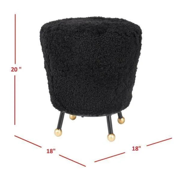 Safavieh Oriana Retro Sheepskin Ottoman - Black