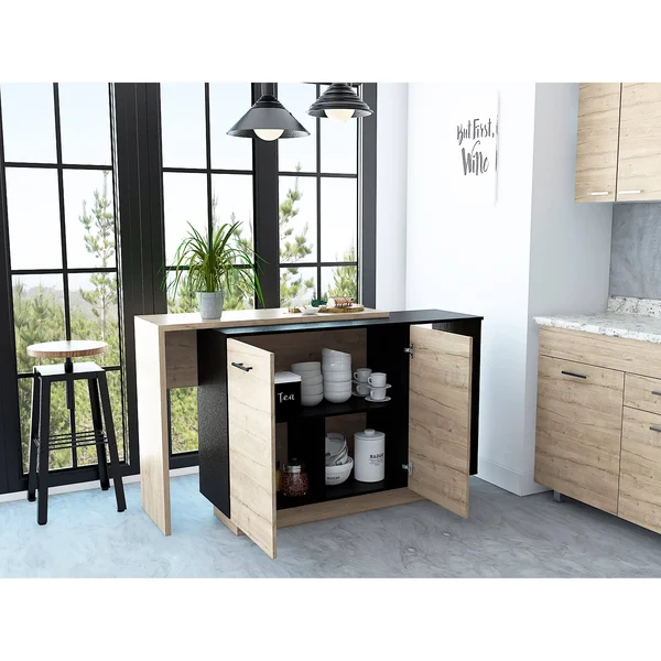 FM Furniture Aspen Kitchen Island Black Wengue