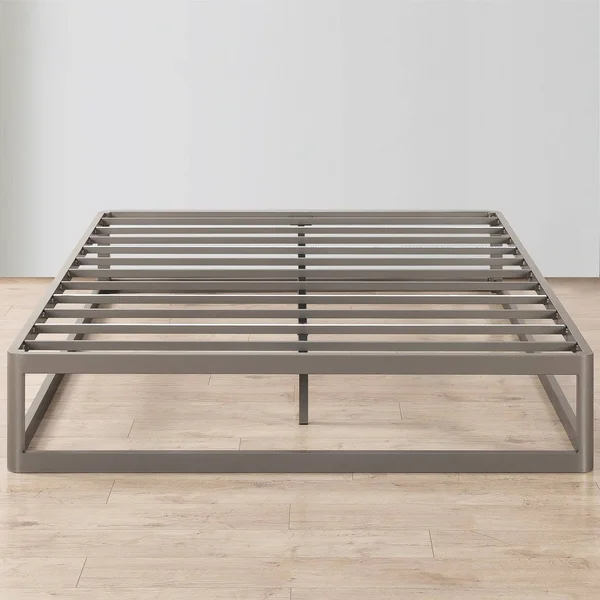 Porch & den Mcalpin Champagne Silver 12-in. Metal Platform Bed Frame - King