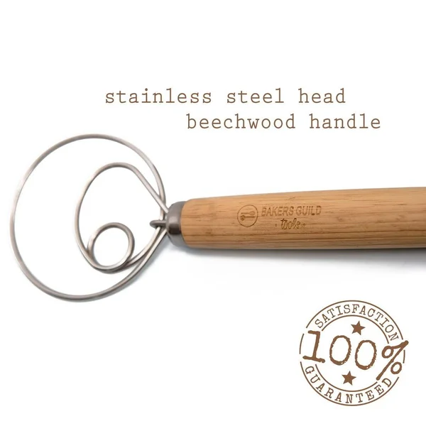 Bakers Guild Tools Danish Stainless Steel Dough Whisk, Large