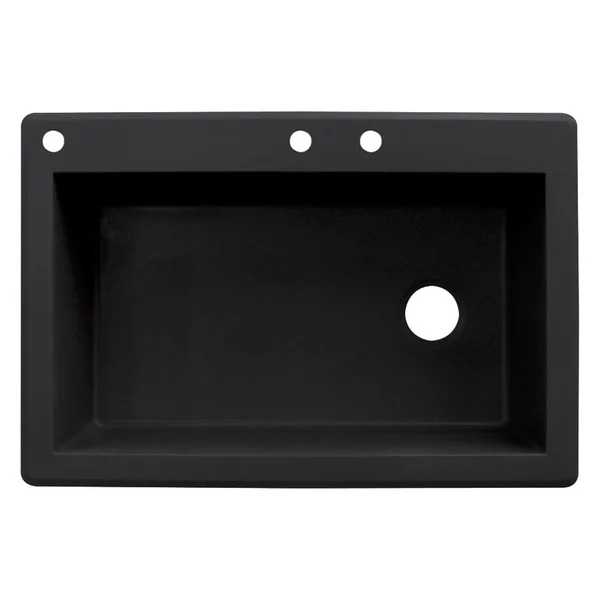 Transolid Radius Drop-in 33-in x 22-in Black Single Bowl 3-Hole Kitchen Sink - RTSS3322-09-CAD