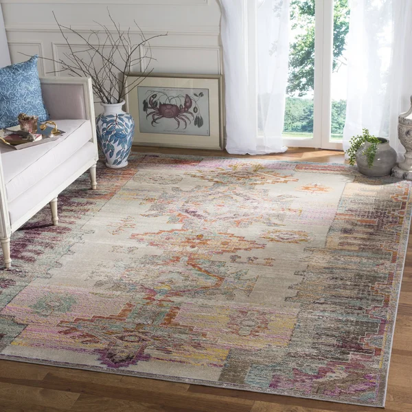 Safavieh CRS517P Crystal Light Grey - Purple Area Rug - 7& x 7& Round