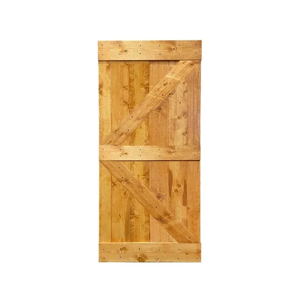 CALHOME K Series 36 in. x 84 in. Pre Assembled Ocean Blue Stained Solid Pine Wood Interior Sliding Barn Door Slab - DOOR-ASM-K36