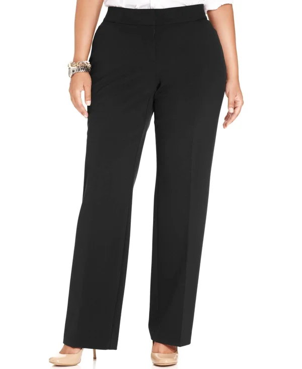 Jm Collection Womens Black Size 16wp Plus Curvy Fit Dress Pants