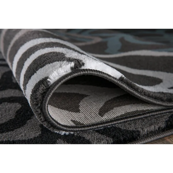 Contemporary Modern Floral Flowers Gray Area Rug 5& 3x22 x 7& 3x22