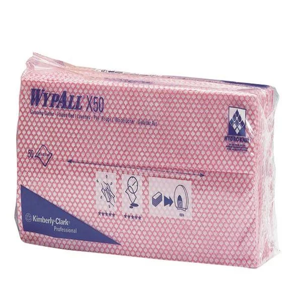 Wypall 7444 X50 Cleaning Cloths - Interfolded - Red