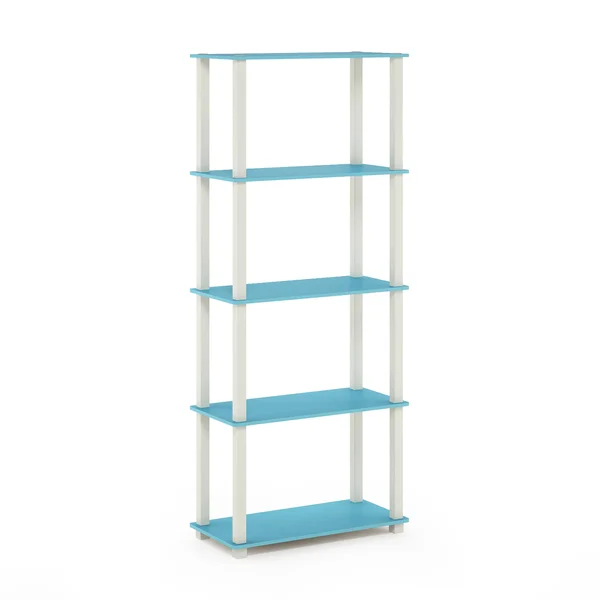 Furinno Turn-S-Tube 5-Tier Multipurpose Shelf Display Rack with Square Tubes - Light Blue/White