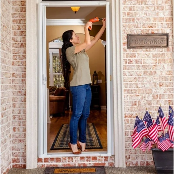 Larson Brisa 36-in x 96-in Brown Aluminum Frame Retractable Screen Door - 77210481