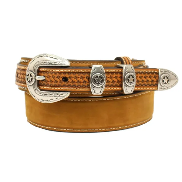 Nocona Western Belt Mens Leather Ranger Star Concho Brown N2501844